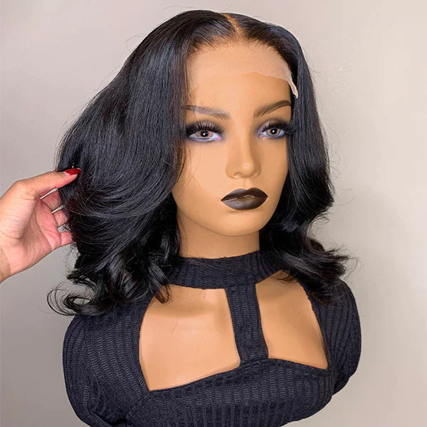 Dola Hair Short Wavy Bob Lace Closure Glueless Wig 180% Density