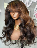 Jessies Wig 13x4 Rich brown color With heavy side bang Wig Loose Wave Human Hair Lace Front Wigs