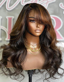 Jessies Wig 13x4 Rich brown color With heavy side bang Wig Loose Wave Human Hair Lace Front Wigs