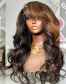 Jessies Wig 13x4 Rich brown color With heavy side bang Wig Loose Wave Human Hair Lace Front Wigs