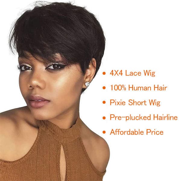 Mslynn Short Bob Wig Pixie Cut Wig Straight Lace Closure Wigs For Black Women