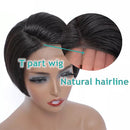 Straight T Part Lace Wig Short Bob Wigs 100% Human Hair Wigs Pixie Cut Wig