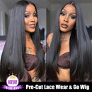 Upgrade Pre Cut 6X5 Lace Glueless Straight HD Lace Wear Go Closure Wig With Pre-plucked Edges