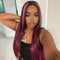 Pre Cut Lace | Upgrade Breathable Airy Cap Black Hair With Purple Highlights 13X4/6x5 Body Wave/Straight HD Lace Frontal Pre-plucked Easy Wear And Go Wig