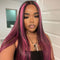 Pre Cut Lace | Upgrade Breathable Airy Cap Black Hair With Purple Highlights 13X4/6x5 Body Wave/Straight HD Lace Frontal Pre-plucked Easy Wear And Go Wig