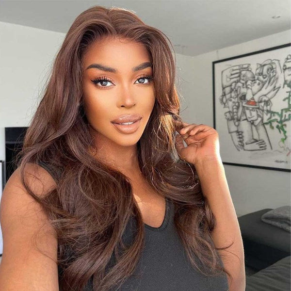 Pre Cut Lace | Upgrade Breathable Airy Cap #4 Dark Brown Colored 13X4/6X5 Body Wave/Straight HD Lace Frontal Pre-plucked Easy Wear And Go Wig
