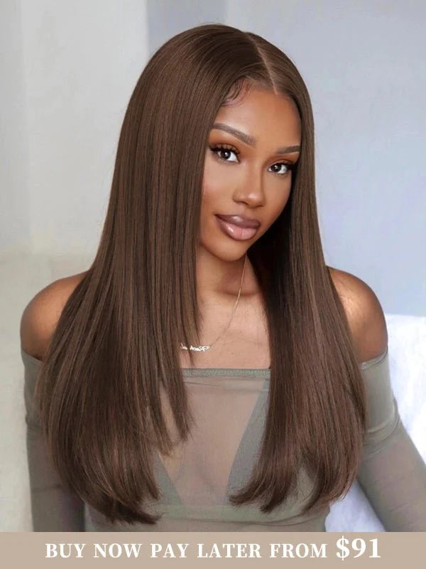 Hairvivi Ayla Layered Human Hair Colored Wig 180% Density HD Lace Bleached and Plucked