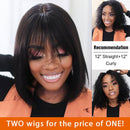 Short Bob Wig Pay 1 Get 2 Wigs Curly Bob Wig Plus Straight Bob With Bangs