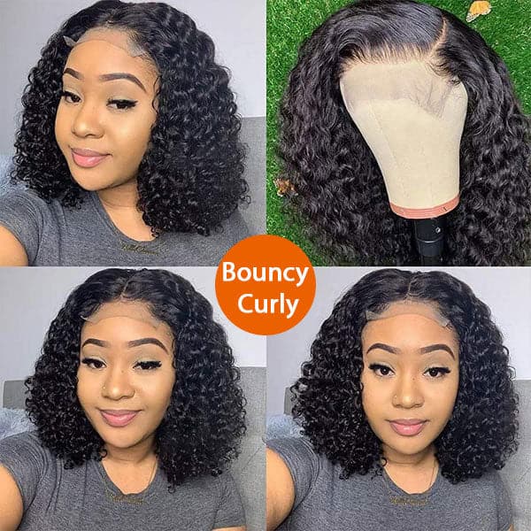 Short Bob Wig Pay 1 Get 2 Wigs Curly Bob Wig Plus Straight Bob With Bangs