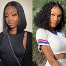 Mslynn Hair Short Curly Bob Wig And Straight Bob Wig Two Packages Lace Closure Wigs