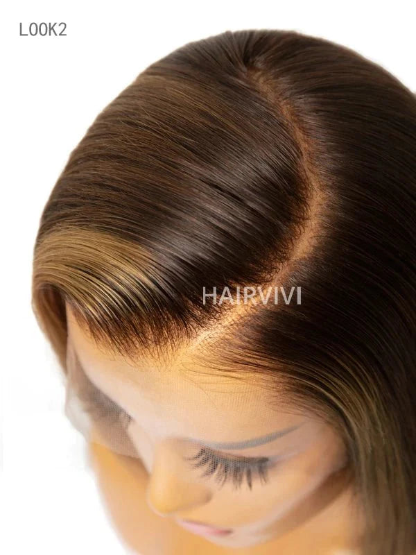 Hairvivi Iris Short Bob Lace Front Wig Blonde Highlights Pre-Plucked