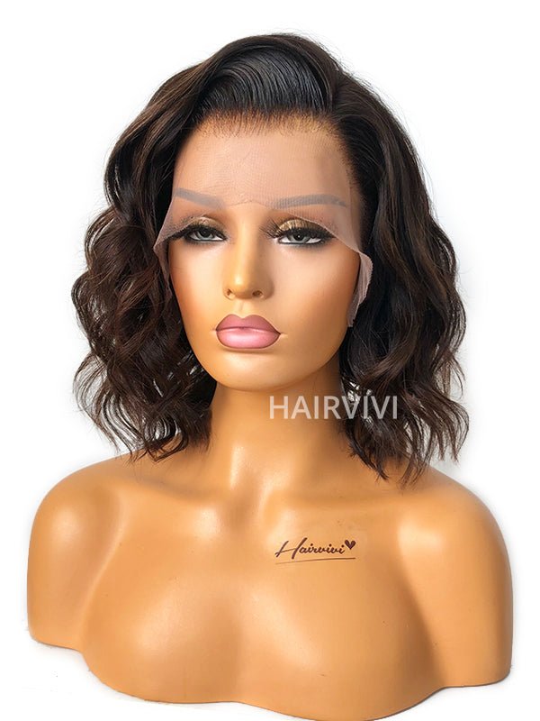 Hairvivi Bambi Short Curly Human Hair Wig Lace Front Ombre Color HD Lace