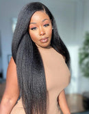 Jessies Wig Thin V Part Wig Glueless Kinky Straight Human Hair Wig No Lace Machinemade (Must TRY)