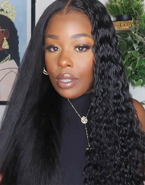 Jessies Wig Crystal Lace Wet and Wavy Lace Front Human Hair Wigs Curly 2 in 1 Style Lace Closure Wigs