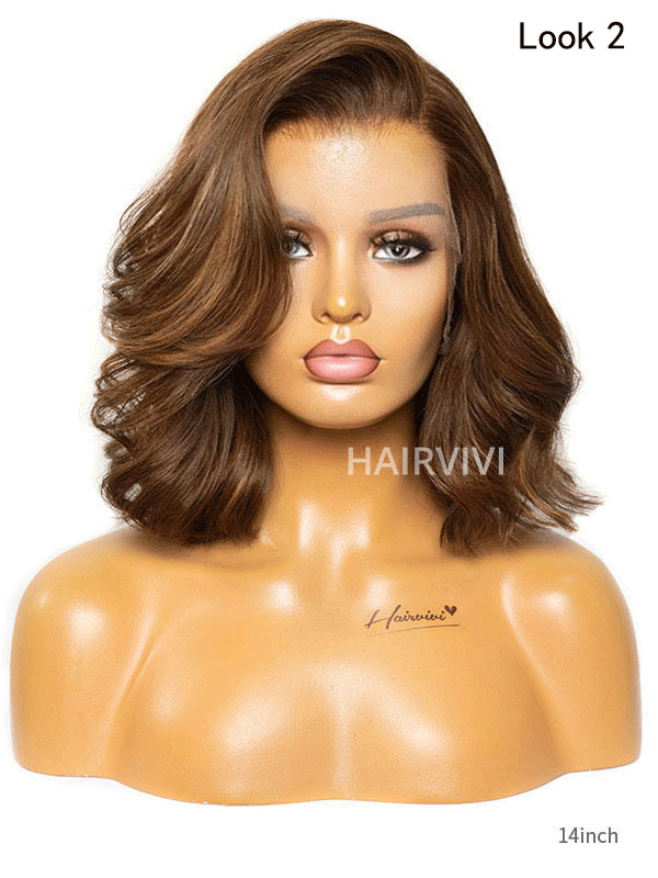 Hairvivi Bruna Auburn Brown Bob Wig Human Hair Lace Front