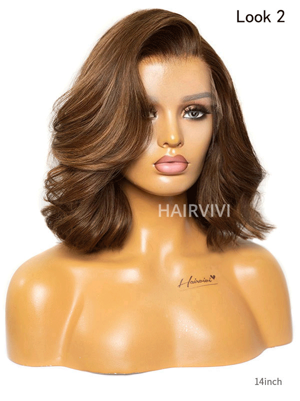 Hairvivi Bruna Auburn Brown Bob Wig Human Hair Lace Front