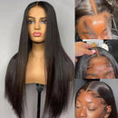 Upgrade Pre Cut 6X5 Lace Glueless Straight HD Lace Wear Go Closure Wig With Pre-plucked Edges