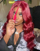 Jessies Wig Burgundy Color Pre Cut Lace Wig Glueless Pre plucked Human Hair Wig