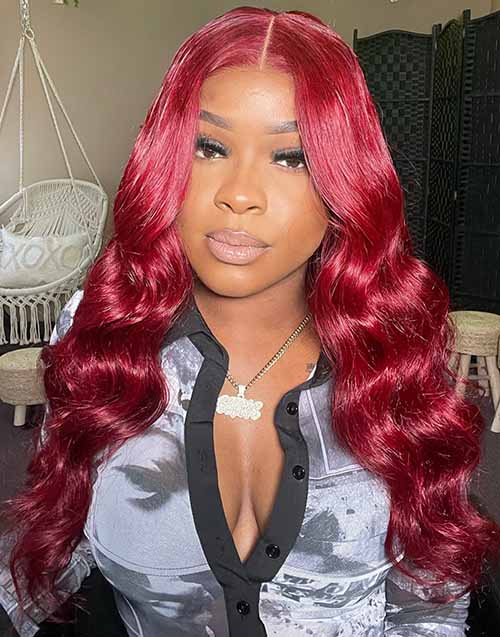 Jessies Wig Burgundy Color Pre Cut Lace Wig Glueless Pre plucked Human Hair Wig