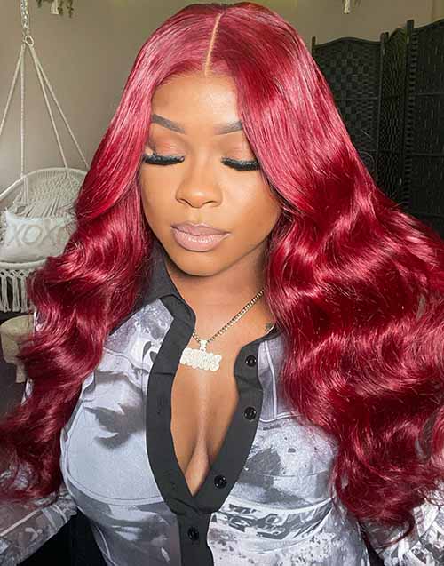 Jessies Wig Burgundy Color Pre Cut Lace Wig Glueless Pre plucked Human Hair Wig