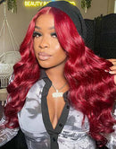 Jessies Wig Burgundy Color Pre Cut Lace Wig Glueless Pre plucked Human Hair Wig