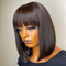 Short Bob Wig Glueless Straight Human Hair Wigs 2X4 Top Lace Wig With Bangs