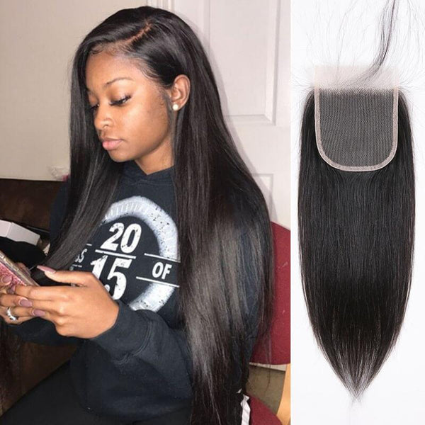 Ali Grace 12A Grade HD Straight Hair 4x4 5x5 Lace Closure Free part Suit Skin Well Can Be Dyed