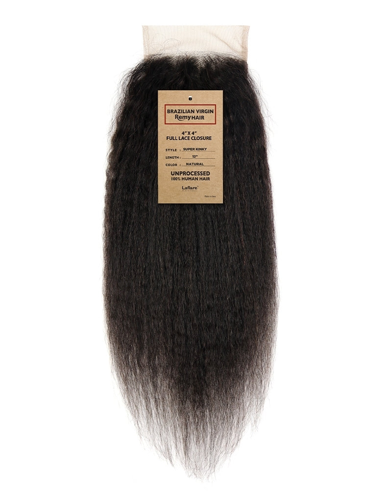 LaFlare Super Kinky 4x4 Lace Closure 12" Natural