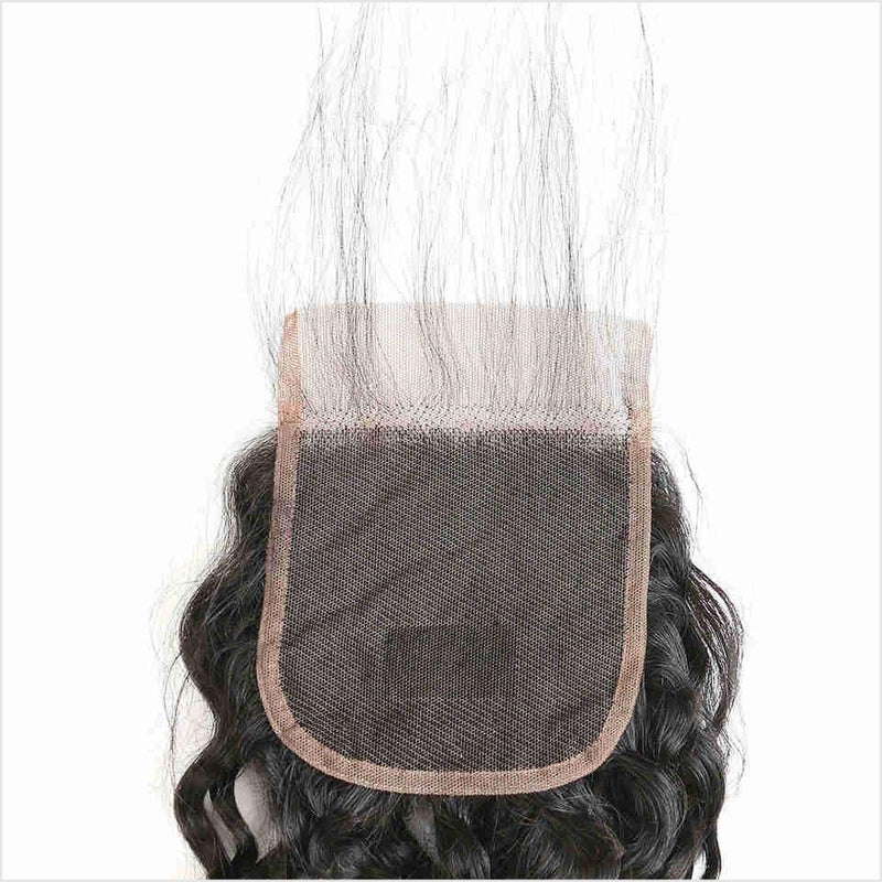 Ali Grace Brazilian Water Wave 4*4 Closure Unporcessed Human Hair Water Wave Lace Closure Natural Color