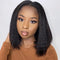 Megalook Thin V Part Wig Kinky Straight Bob Human Hair Wigs Without Leave Out