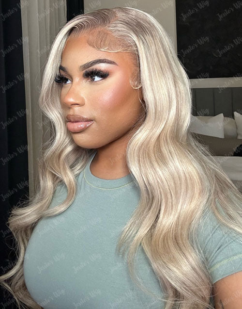 Jessies Wig Highlight 613 Blonde Wavy Human Hair Wig P4/613 Body Wave Lace Front Wigs