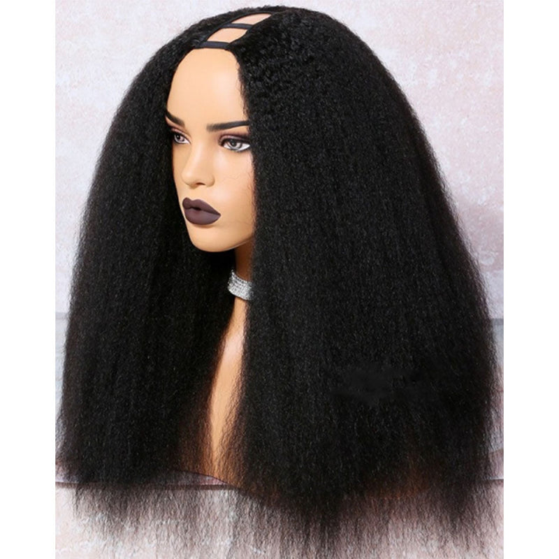 Dola Hair Qucik & Easy U Part Wig Yaki Straight Human Hair Wig Mongolian Kinky Straight Glueless 180 density