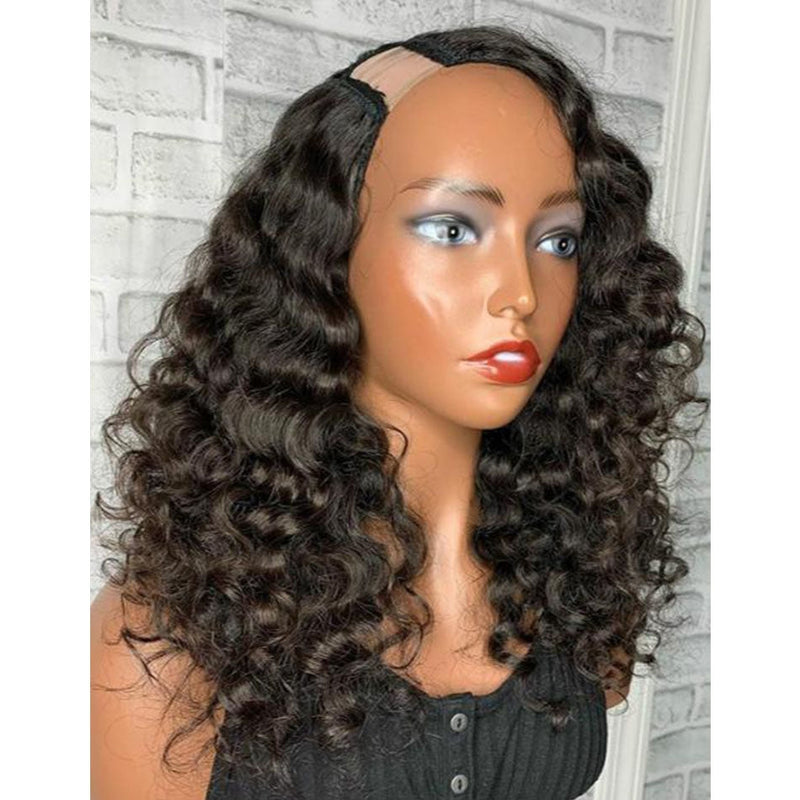 Dola Hair NEW Loose Curly U Part Wig Human Hair 180 Density