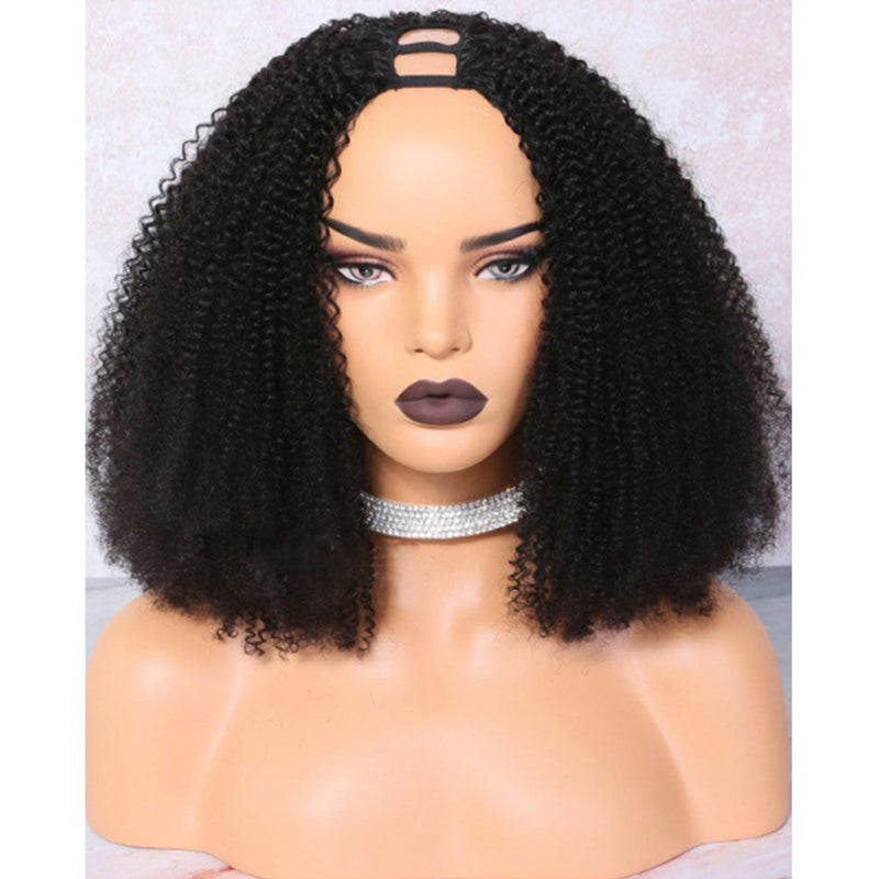 Dola Hair New Beginner Quick & Easy Kinky Curly U Part Wig Human Hair 180 Density