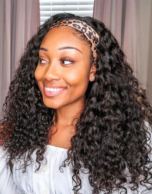 Jessies Wig Glueless Curly Human Hair Headband Wig More Natural & Breathable & Comfortable