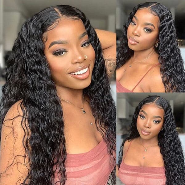 5x5 Closure Wig Water Wave Human Hair 180% Density Wet And Wavy Lace Wig