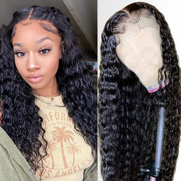 5x5 Closure Wig Water Wave Human Hair 180% Density Wet And Wavy Lace Wig