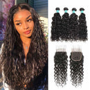 Ali Grace Water Wave Hair Bundles 4 Pcs With 4x4 Lace Closure