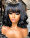 Jessies Wig Short Wavy Bob Lace Front Human Hair Wigs With Bangs Cute Loose Wave Bob Wig