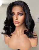 Jessies Wig Short Wavy Bob Lace Front Human Hair Wigs 13X4 Highlight Honey Blonde Wigs