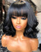 Jessies Wig Short Wavy Bob Lace Front Human Hair Wigs With Bangs Cute Loose Wave Bob Wig