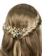 Hairvivi Gold Leaves and Crystal Blooms Wedding Hair Vine (3870 Points)