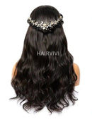 Hairvivi Gold Leaves and Crystal Blooms Wedding Hair Vine (3870 Points)