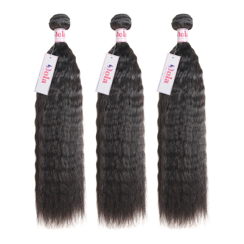 Dola Hair Malaysian Kinky Straight Hair Weave Bundles Human Hair Extensions Double Weft