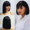 Aligrace Full Machine Made Straight Short Bob Wigs with Bangs