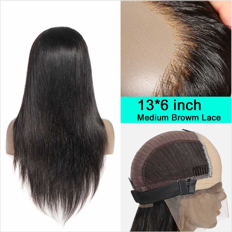 Aligrace 13x6 Frontal Lace Straight Wigs Natural Black