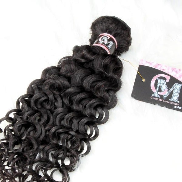 CurlyMe Water Wave Virgin Human Hair 4 Bundles with 13x4 Frontal Natural Black