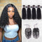 CurlyMe Water Wave Virgin Human Hair 4 Bundles with 4x4/5x5 Closure Natural Black