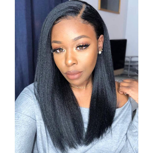 Dola Hair Yaki Straight Fake Scalp Lace Front Wig Human Hair